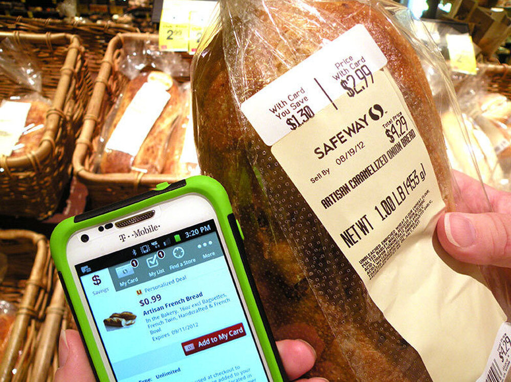 A customer using Safeway's personalized deals gets this loaf of bread for 99 cents instead of the original $4.29.