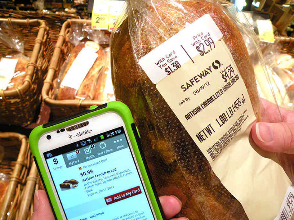 A customer using Safeway's personalized deals gets this loaf of bread for 99 cents instead of the original $4.29.