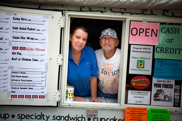 Patricia and Steven Cumber run the Food Tailor food truck in downtown Oshkosh, Wis. It's their primary source of income after Steven lost his job as a welder.