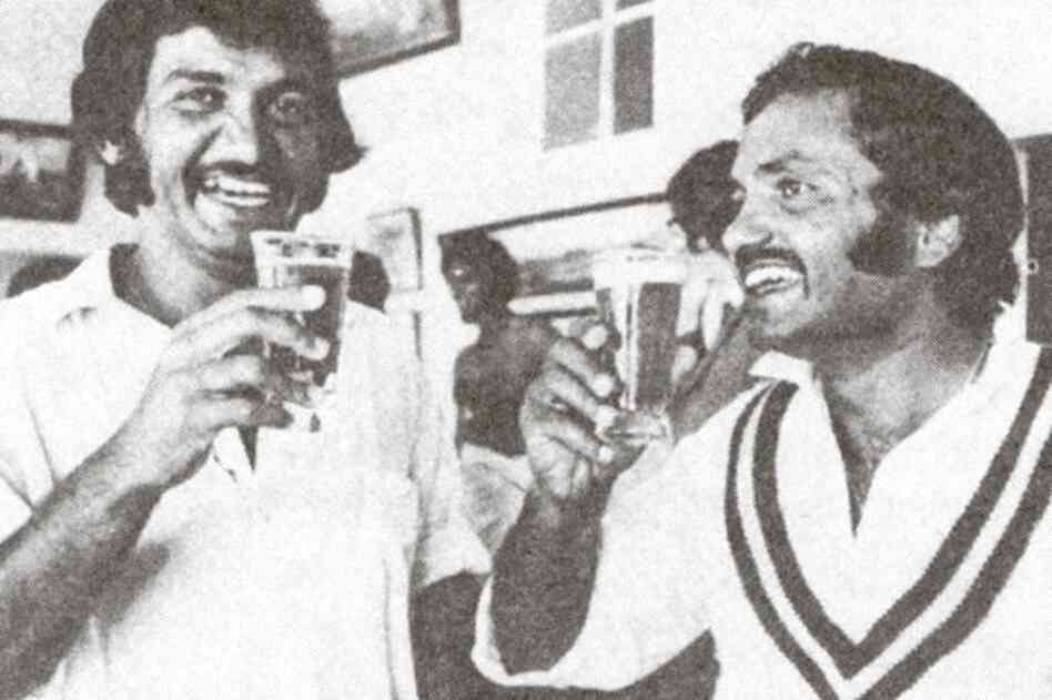 Pakistani cricket batsman Sadiq Muhammad (left) and former Pakistani cricket captain Mushtaq Muhammad share a beer in Sydney in 1977. Later that year, alcohol would become illegal for Muslims in Pakistan.