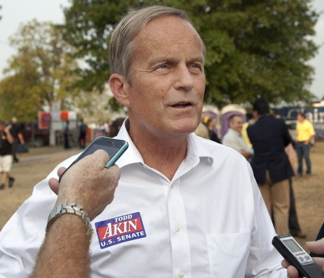 Rep. Todd Akin, R-Mo., talking with reporters at the Missouri State Fair last week. Rep. Todd Akin, R-Mo., talking with reporters at the Missouri State Fair last week.