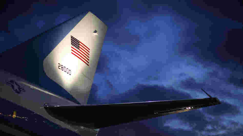 Air Force One is parked at John F. Kennedy International Airport before President Obama's July 30 departure from New York City, where he was attending a private fundraiser.