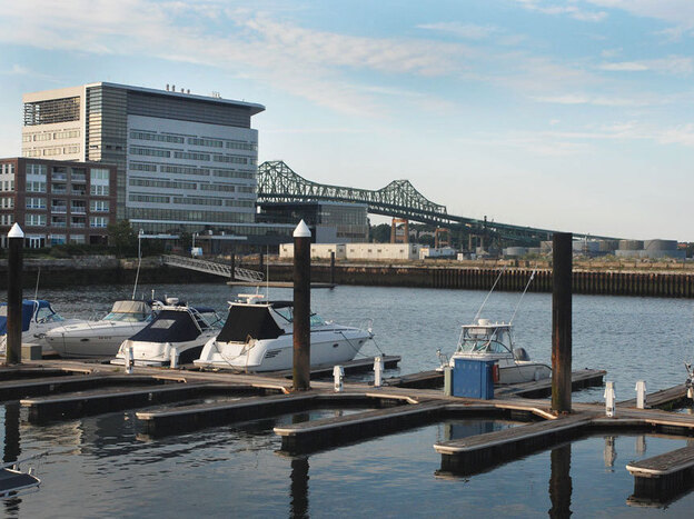 The Spaulding Rehabilitation Hospital, slated to open in 2013, sits on the Boston Harbor waterfront. The hospital has been designed with the increased risk of flooding in mind.