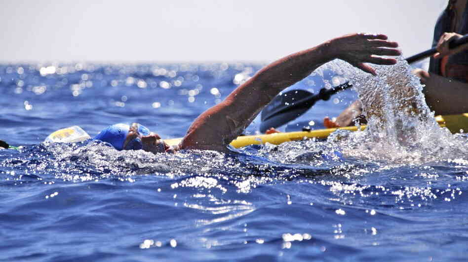 Diana Nyad in the Florida Straits on Monday.