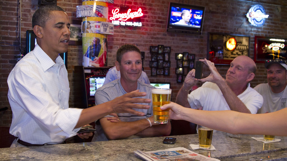 President Barack Obama enjoys a beer at The Pump House in Cedar Falls, Iowa, this month, but would you like to know what's in his homebrew? There's a petition for that.