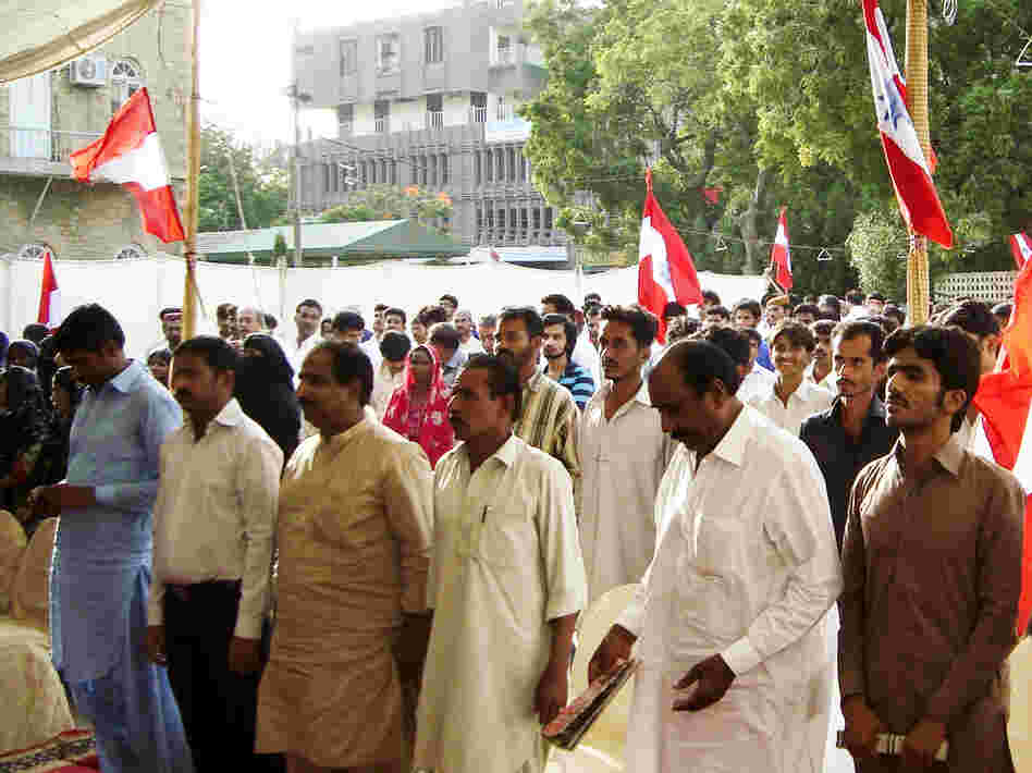 Crowds of Sindhi nationalists hold an anti-China rally in Karachi on Aug. 9. Local activists have called for a boycott of Chinese-made products.