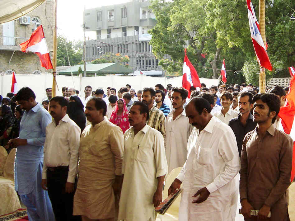 Crowds of Sindhi nationalists hold an anti-China rally in Karachi on Aug. 9. Local activists have called for a boycott of Chinese-made products.
