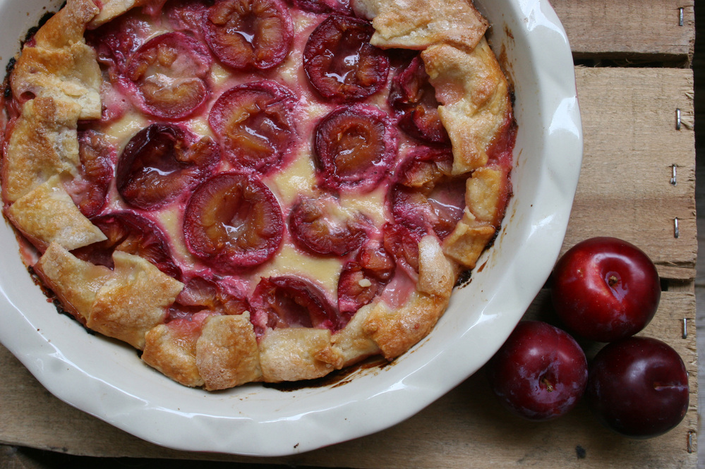 Plum And Orange Flower Custard Galette