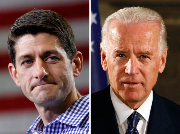 This composite image shows Republican vice presidential candidate Rep. Paul Ryan (left) and Vice President Biden. Both men are Catholic, but their worldviews are strikingly different.