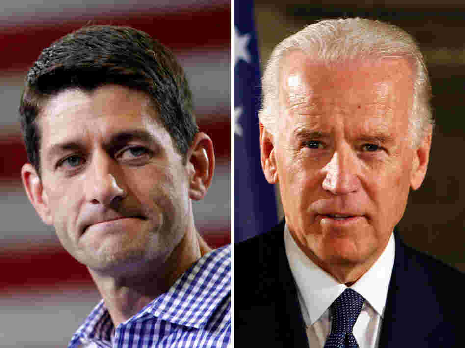 This composite image shows Republican vice presidential candidate Rep. Paul Ryan (left) and Vice President Biden. Both men are Catholic, but their worldviews are strikingly different.