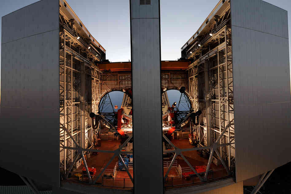 Roger Angel's mirror technology is now used in many large telescopes around the world, including this one, the Large Binocular Telescope at the Mount Graham International Observatory in Arizona. Its twin mirrors can produce images 10 times sharper than the Hubble Space Telescope.