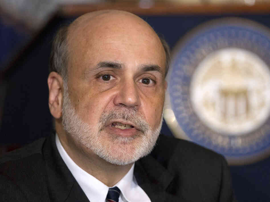 Federal Reserve Chairman Ben Bernanke talks to educators Aug. 7 in Washington, D.C. At their most recent meeting, many Fed members backed action to boost the economy.