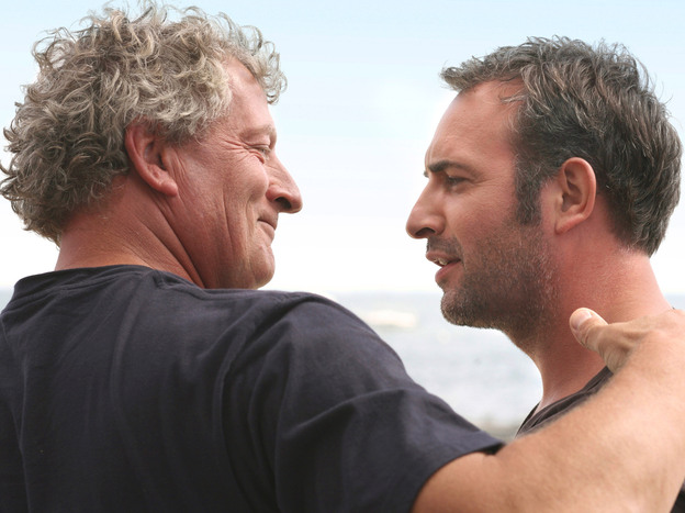Joel Dupuch, an oysterman who plays a version of himself, communes with Ludo (Jean Dujardin).