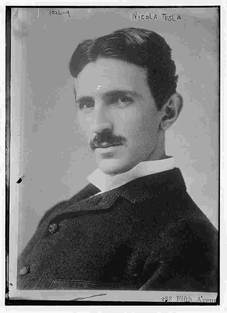 In his time, Tesla was world famous. He was a wizard of electrical engineering. His power systems lit up the 1893 Chicago World's Fair. He's seen here circa 1895.