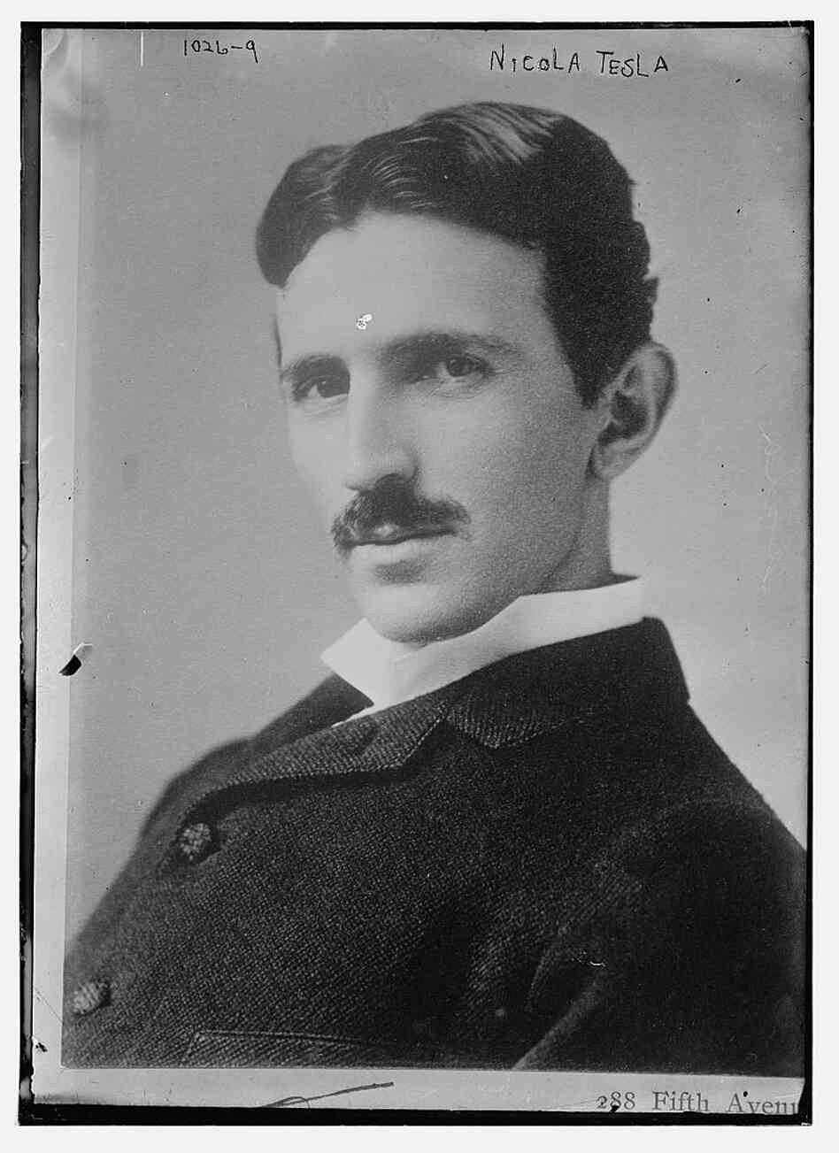 In his time, Tesla was world famous. He was a wizard of electrical engineering. His power systems lit up the 1893 Chicago World's Fair. He's seen here circa 1895.