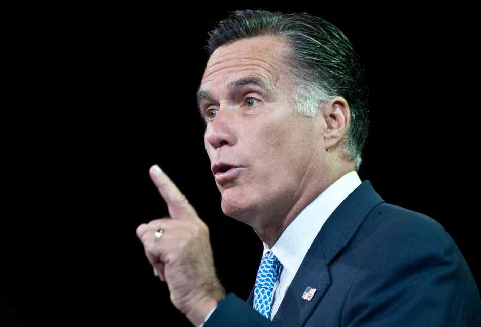 Republican presidential candidate Mitt Romney addresses the NAACP annual convention in Houston, Texas in July.