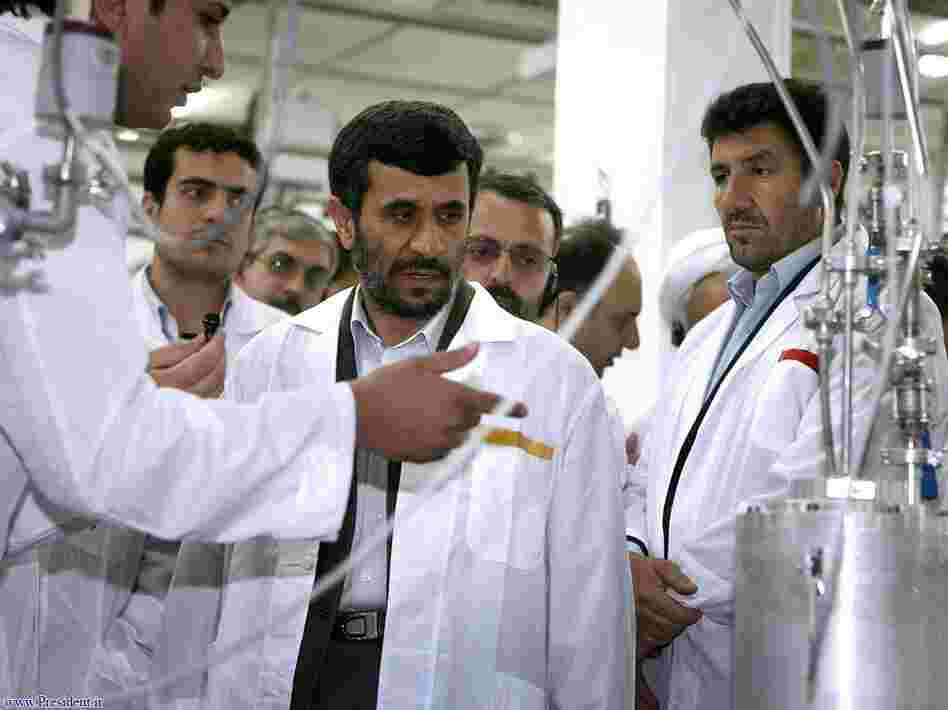 Iranian President Mahmoud Ahmadinejad (center) visits the Natanz Uranium Enrichment Facility in April 2008. Israel and the U.S. targeted the facility in 2009 with the Stuxnet cyberattack. Iranian President Mahmoud Ahmadinejad (center) visits the Natanz Uranium Enrichment Facility in April 2008. Israel and the U.S. targeted the facility in 2009 with the Stuxnet cyberattack.