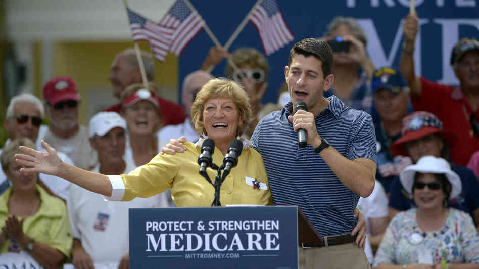 Republican vice presidential candidate Paul Ryan campaigns with his mother, Betty Ryan Douglas, on Saturday in The Villages, Fla. The Mitt Romney campaign has created an ad from the event.