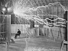 Generating artificial lightning in Nikola Tesla's laboratory. Generating artificial lightning in Nikola Tesla's laboratory.