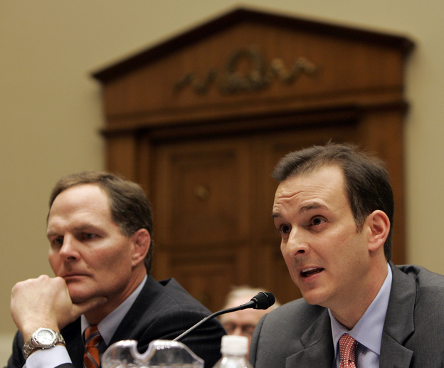 United States Anti-Doping Agency Chief Executive Officer Travis Tygart, right, during a subcommittee hearing on drug use in sports in 2008.