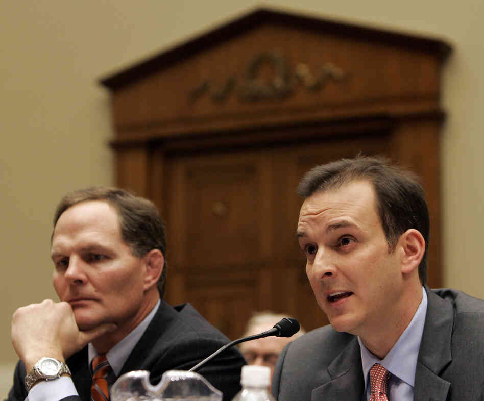 United States Anti-Doping Agency Chief Executive Officer Travis Tygart, right, during a subcommittee hearing on drug use in sports in 2008.