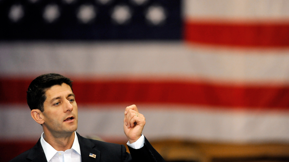 Republican vice presidential candidate Rep. Paul Ryan speaks at a campaign event in Fayetteville, N.C., on Thursday.