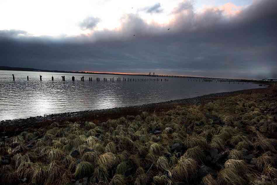 A view of the river in Astoria, Oregon. 