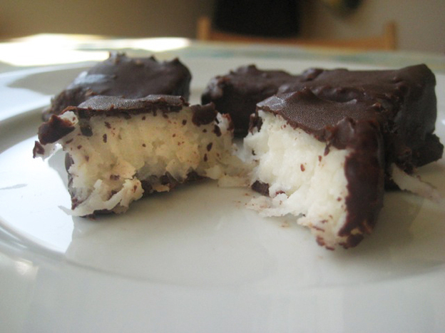A traditional sweet treat from Maine, needhams are made with coconut, chocolate and real Maine potatoes.