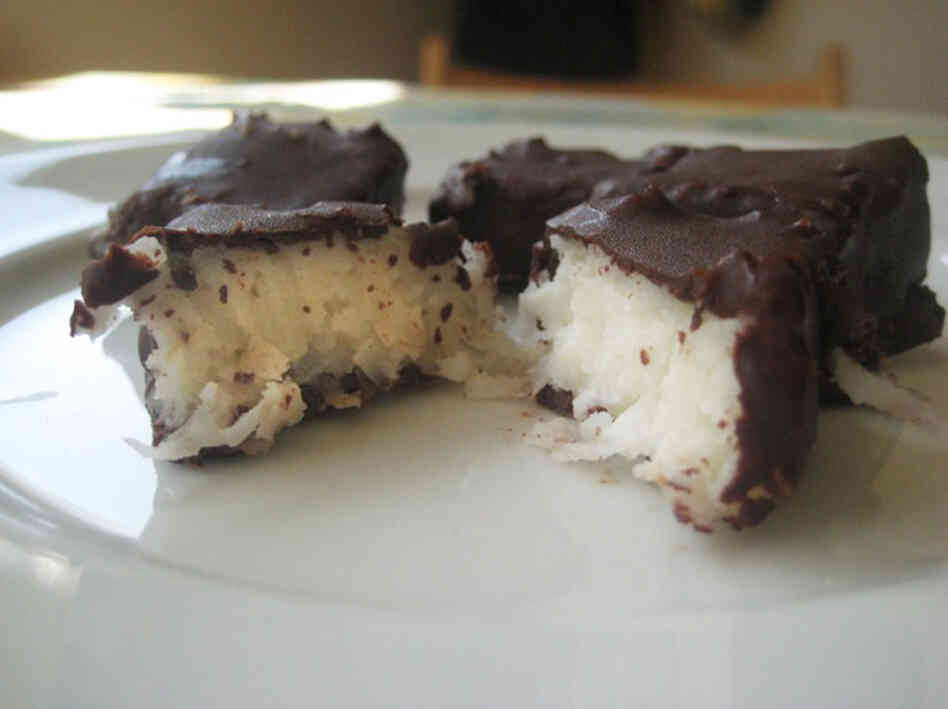 A traditional sweet treat from Maine, needhams are made with coconut, chocolate and real Maine potatoes.
