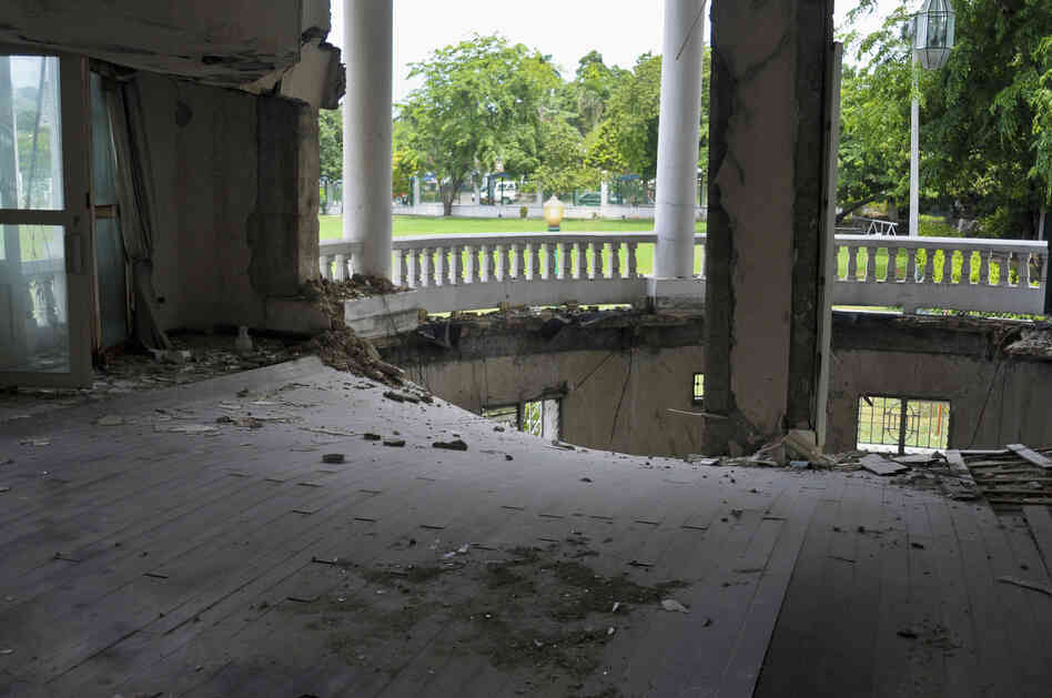 A view from inside the presidential office — known as the Oval Office.