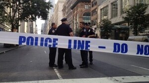 One of the blocked off streets near the scene of today's shooting outside the Empire State Building. One of the blocked off streets near the scene of today's shooting outside the Empire State Building.