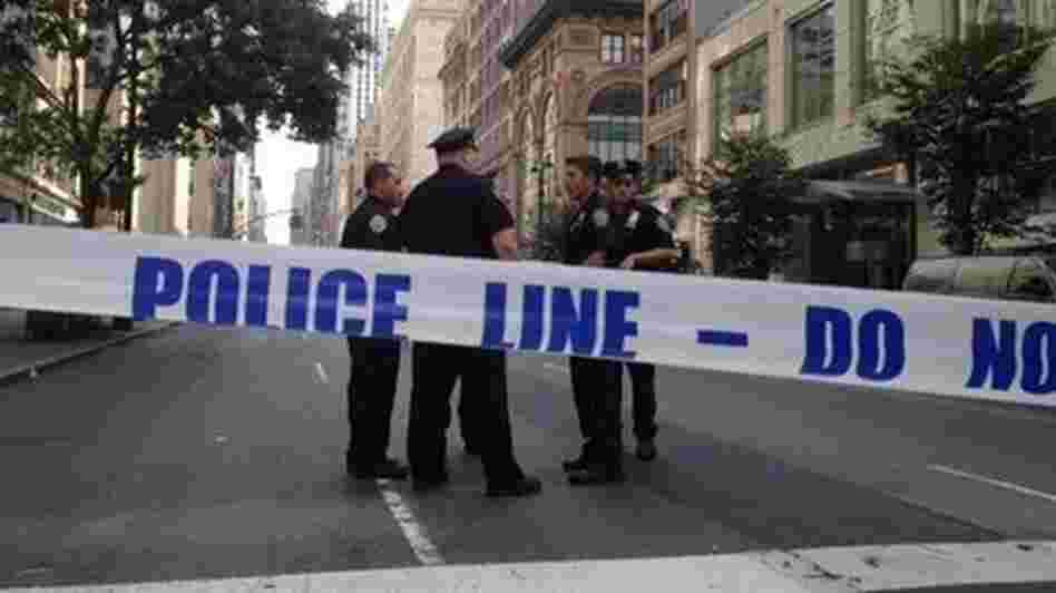 One of the blocked off streets near the scene of today's shooting outside the Empire State Building. One of the blocked off streets near the scene of today's shooting outside the Empire State Building.
