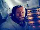 Neil Armstrong in the lunar module after a historic moonwalk on July 20, 1969