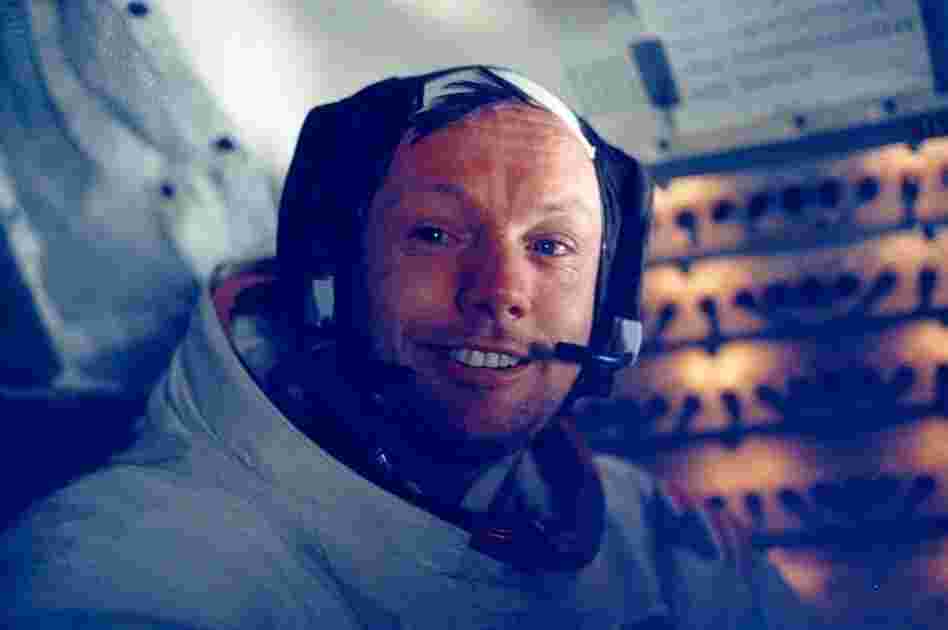Armstrong in the lunar module after the historic moonwalk.