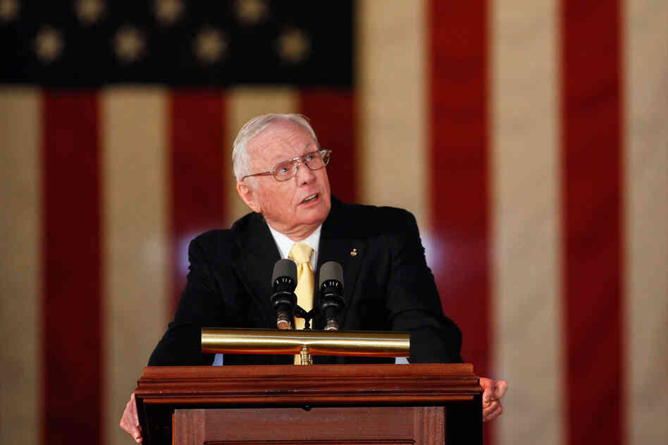 Armstrong in November 2011 at the U.S. Capitol, when he and the other astronauts from the Apollo 11 mission were awarded Congressional Gold Medals.