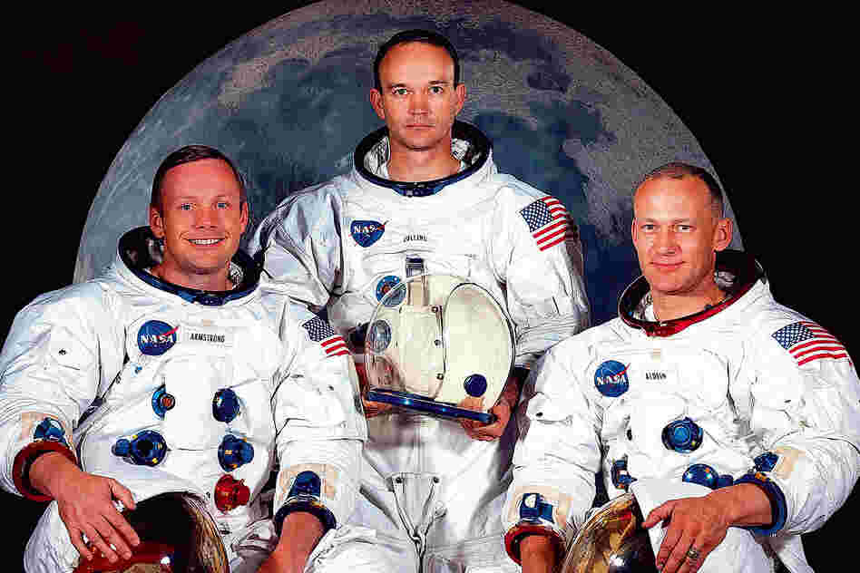 This May 1969 file photo shows the astronaut crew of the Apollo 11 lunar landing mission (left to right): Armstrong, commander; Michael Collins, command module pilot; and Edwin E. Aldrin Jr., lunar module.