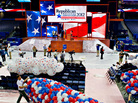 Riggers load nets full of balloons for the Republican National Convention festivities inside the Tampa Bay Times Forum on Friday in Tampa, Fla. Riggers load nets full of balloons for the Republican National Convention festivities inside the Tampa Bay Times Forum on Friday in Tampa, Fla.