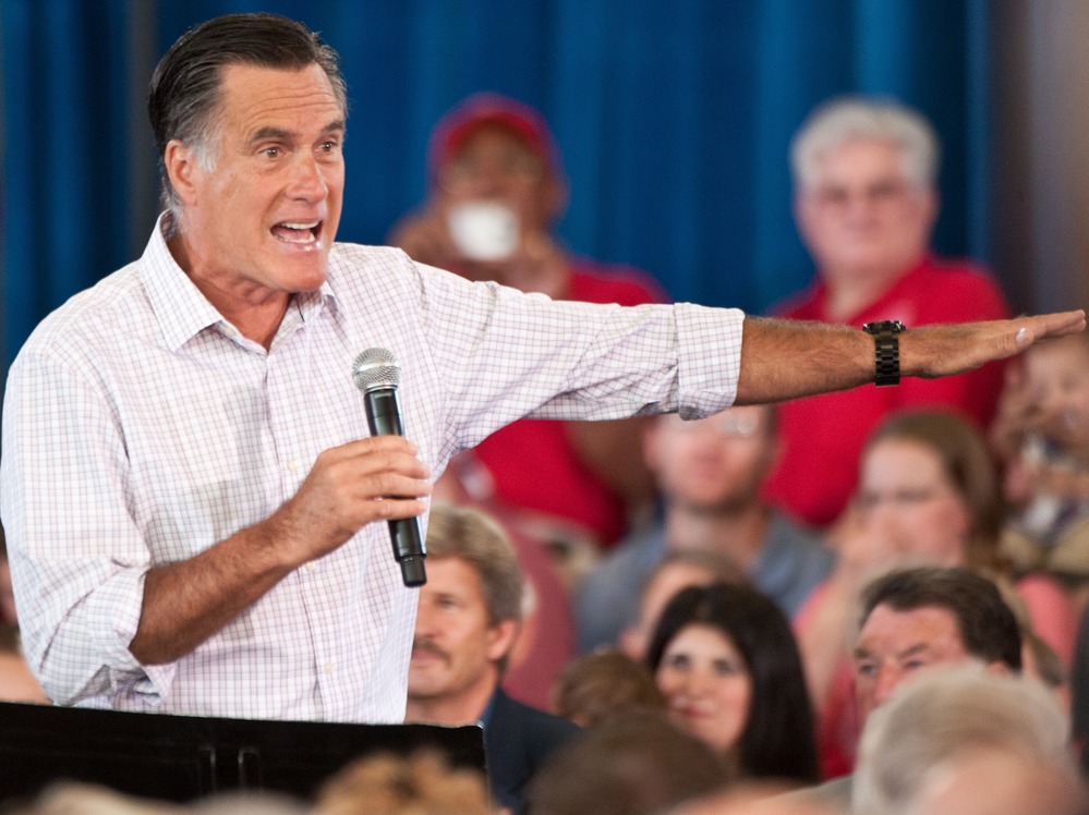 Republican presidential candidate Mitt Romney speaks at a town hall meeting in Grand Junction, Colo., on July 10. Romney says he wants to sharply cut income tax rates, but that those cuts would be revenue-neutral.