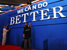 The Republican message: Workers were putting up a sign Sunday inside the Tampa Bay Times Forum, where the 2012 Republican National Convention is set to begin. The Republican message: Workers were putting up a sign Sunday inside the Tampa Bay Times Forum, where the 2012 Republican National Convention is set to begin.