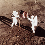 On July 20, 1969, Apollo 11 astronauts Neil Armstrong and Edwin E. "Buzz" Aldrin, the first men to land on the moon, plant the U.S. flag on the lunar surface. On July 20, 1969, Apollo 11 astronauts Neil Armstrong and Edwin E. "Buzz" Aldrin, the first men to land on the moon, plant the U.S. flag on the lunar surface.