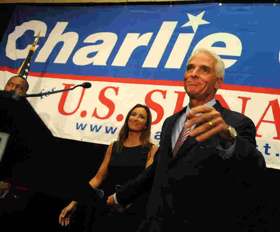Florida independent senate candidate Charlie Crist and his wife Carole, attend the Election Night Gathering 2010.