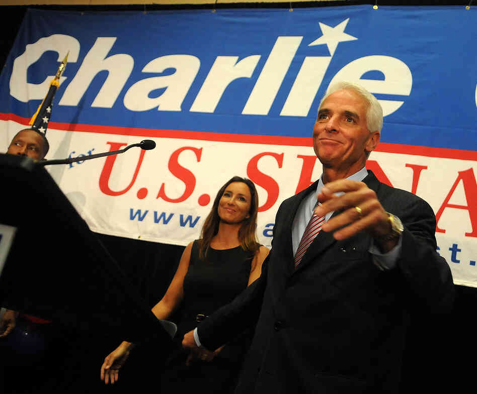 Florida independent senate candidate Charlie Crist and his wife Carole, attend the Election Night Gathering 2010.