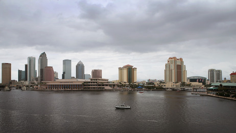 A police boat patrols the waterways in the downtown area Monday in Tampa, Fla., site of the Republican National Convention. A police boat patrols the waterways in the downtown area Monday in Tampa, Fla., site of the Republican National Convention.