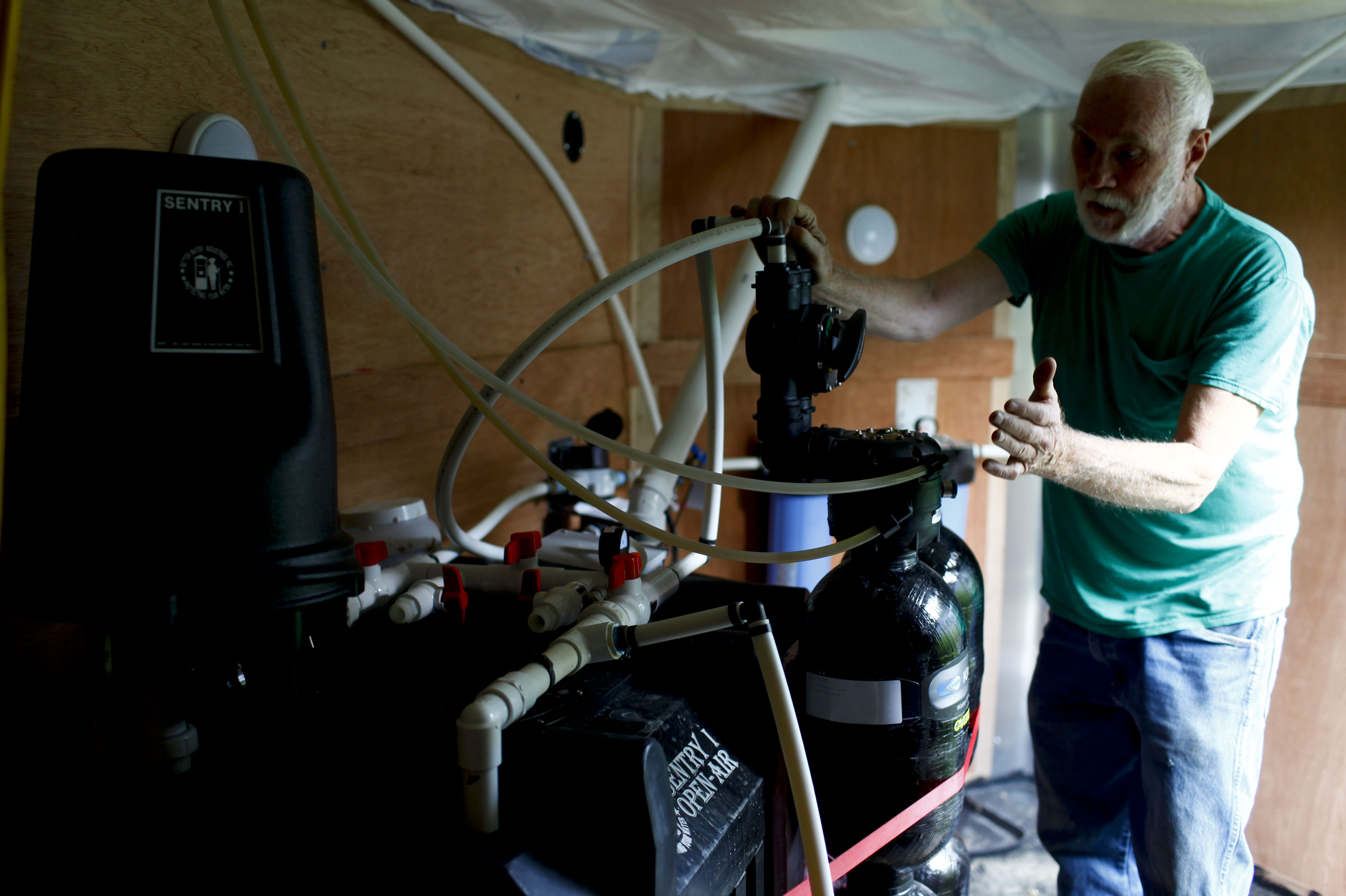Chesapeake Energy outfitted a shed behind the Franklins' house with a water filtration system when their well started overflowing.