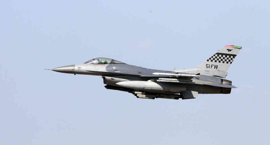 A U.S. Air Force F-16 multi role fighter Falcon during an exercise at the U.S. airbase in Osan, South Korea.