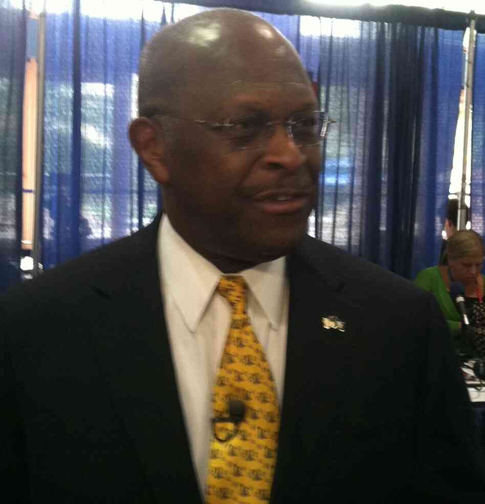 Herman Cain on Monday at the Tampa Convention Center.