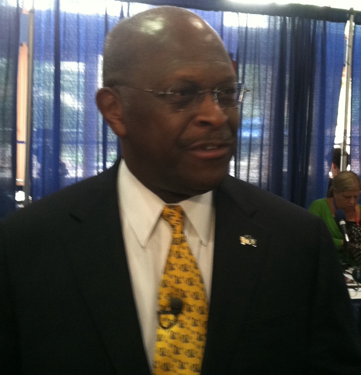 Herman Cain on Monday at the Tampa Convention Center.