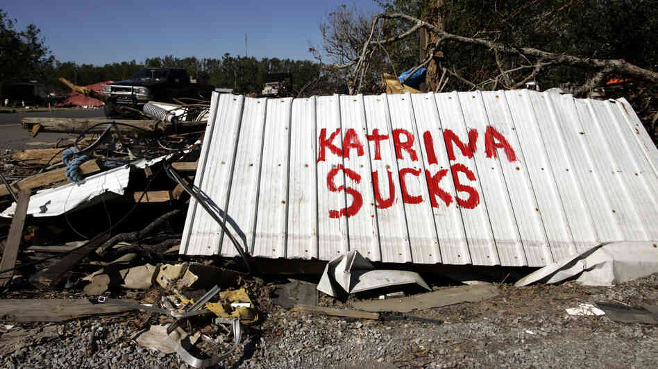 A sign was displayed on a highway near New Orleans in the wake of Hurricane Katrina in 2005.