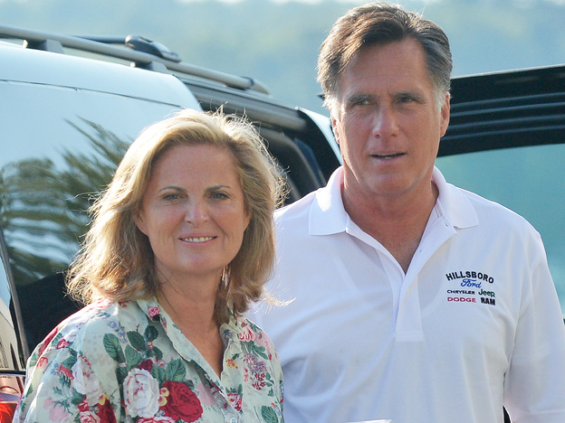 Mitt Romney, who this week is set to accept the Republican presidential nomination, with wife Ann on Sunday in Wolfeboro, N.H.