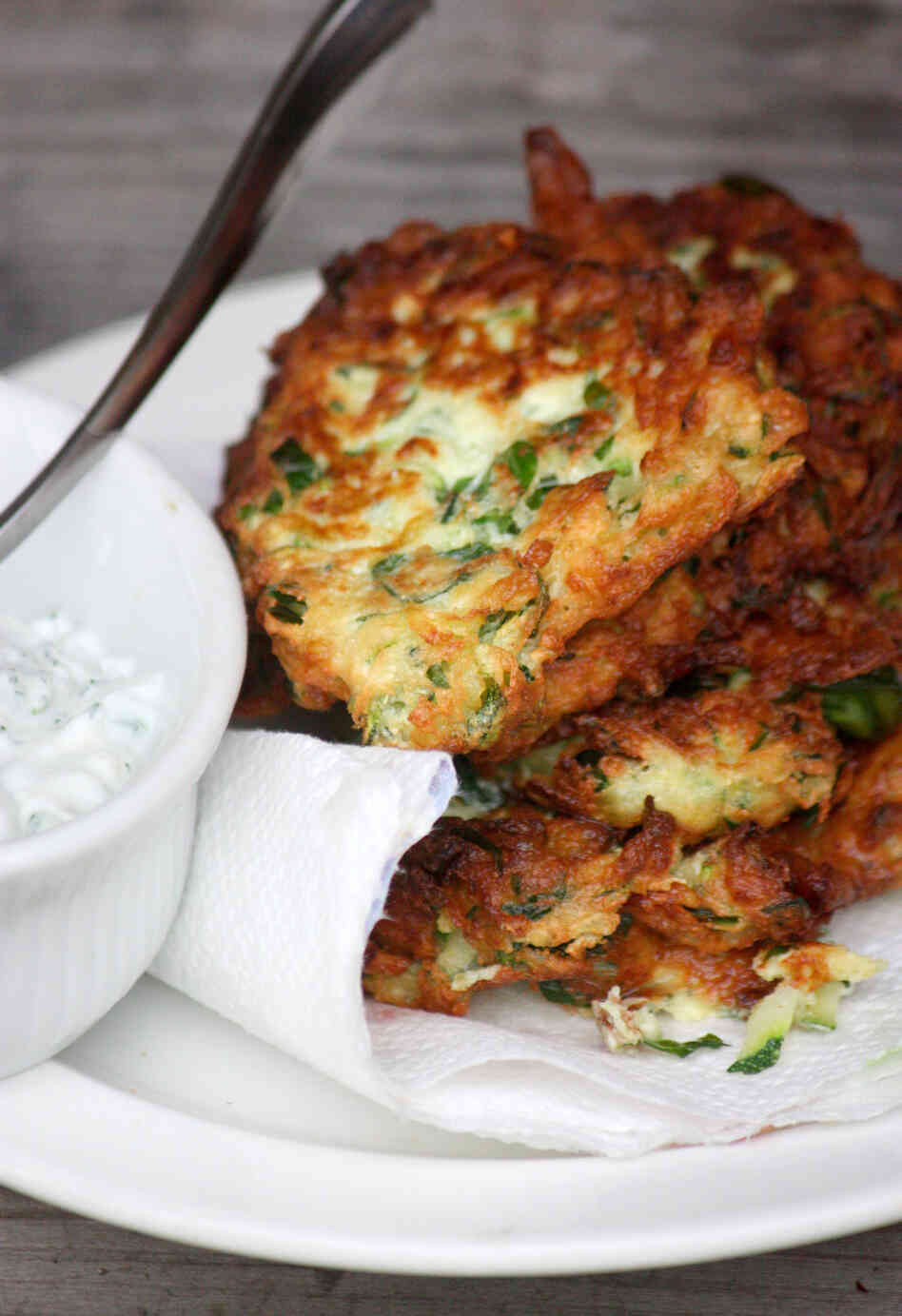 Zucchini Fritters With Dill Tzatziki
